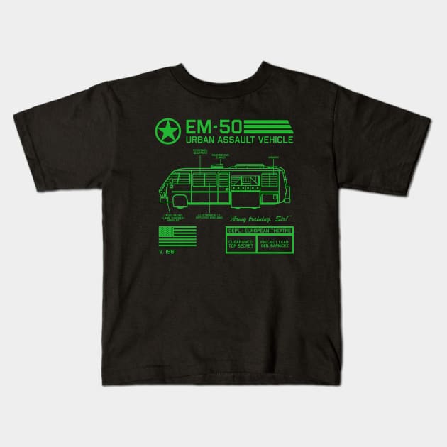 EM-50 Urban Assault Vehicle Specs Kids T-Shirt by PopCultureShirts